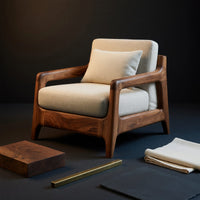 Solid Wood Chair Lounge With Wide Seat Living Room, view 4