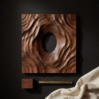 Still Pond Closing Over Stone, Carved Wood Relief, view 4 — view 4