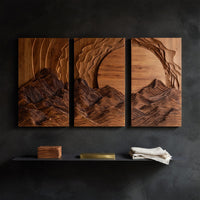 Layered Peaks and Rising Sun Wall Art, Set of Three, view 4 — view 4
