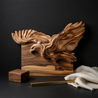 Diving Eagle Wall Sculpture in Pale Honey Hardwood, view 4 — view 4