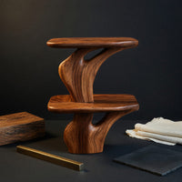 Solid Wood Nightstand Handcrafted Unique Two Tier Design Bedroom, view 4