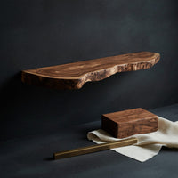 Solid Wood Natural Wood Floating Shelves Mid Century Solid Shelf Festive, view 4