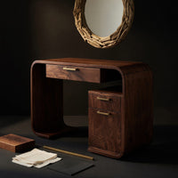 Solid Wood Dressing Table Sculptural Vanity Bedroom Area Makeup Space, view 4
