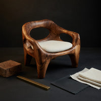 Solid Wood Chair Sculptural Natural Accent Living Space, view 4
