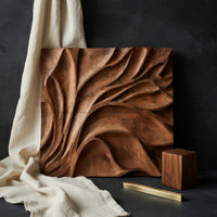 One Teak Slab Carved Into Drifting Leaves, Wall Panel, view 4 — view 4