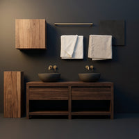 Solid Wood Bathroom Vanity Luxury With Open Shelf Storage, view 4