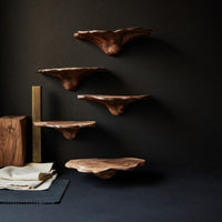 Solid Wood Mushroom Shelf Handcrafted Live Edge Entryway, view 4