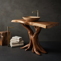 Solid Wood Live Edge Vanity Bathroom Handmade Bathroom, view 4