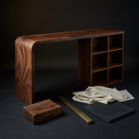 Solid Wood Bar Table With Storage Kitchen Home Mini, view 4