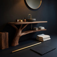 Solid Wood Live Edge Vanity Handcrafted Bathroom Sculptural Spa, view 4