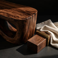 Hand-Shaped Ribbon Base Coffee Table in Solid Wood, view 4
