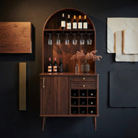 Solid Wood Bar Cabinet Classic Wine With Storage Dining Room, view 4