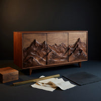 Solid Wood Sideboard With Mountain Relief Home, view 4