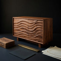 Solid Wood Sideboard Wave Carving Kitchen, view 4