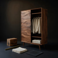 Solid Wood Wardrobe Artistic Sculptural Bedroom, view 4