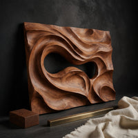 Solid Walnut Carved Into One Turning Current, Wall Relief, view 4 — view 4