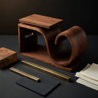 Solid Wood Record Player Stand Japandi Wave Cabinet Wellness Room, view 4