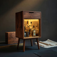 Solid Wood Bar Cabinet Wine With Warm Lighting Kitchen, view 4