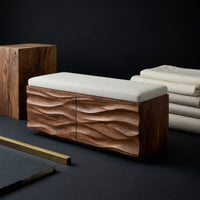 Solid Wood Entryway Storage Bench Wave Home, view 4