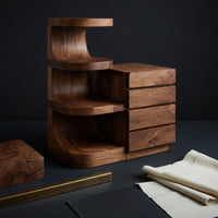 Solid Wood Nightstand With Shelves Drawers Bedroom, view 4
