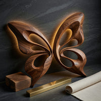 Two Walnut Halves, One Butterfly Wall Sculpture, view 4 — view 4