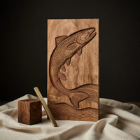 One Board, a Trout Mid-Leap, Carved as a Wall Relief, view 4 — view 4