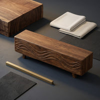 Carved Wave-Pattern TV Cabinet With Organic Display Shelving, view 4