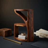 Solid Wood Nightstand Elegant With Sculptural Two Level Bedroom, view 4