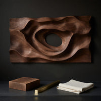Hand Carved Dune Ridge Walnut Wall Art Relief Panel, view 4 — view 4