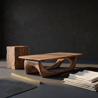 Minimal Coffee Table Smooth Curved Base For Living Room, view 4