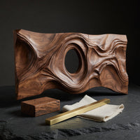Tidal Eye Walnut Wall Sculpture Diptych Panel, view 4 — view 4