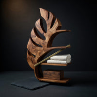 Solid Wood Corner Wall Bathroom Shelf Leaf Mounted Spa, view 4
