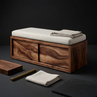 Solid Wood Entryway Storage Bench Coastal Living Room, view 4