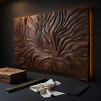Solid Wood Headboard Abstract Flowing Grain Modern Minimalist Bedroom, view 4