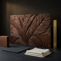 Solid Wood Headboard Leaf Relief Minimal Bedroom, view 4