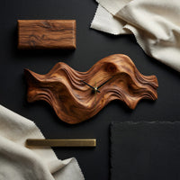 Solid Wood Clock Organic Wave Design Cozy Bedroom Space, view 4