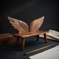 Solid Wood Outdoor Garden Bench Bird Wing Backrest Patio, view 4
