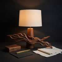 Rustic Wood Wall Light With Undulating Shape For Bedroom Decor, view 4