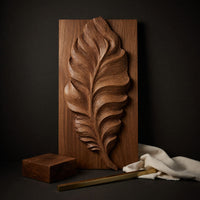Plumeleaf Feather Wall Sculpture in Carved Wood, view 4 — view 4