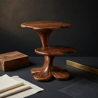 Solid Wood Nightstand Artistic With Sculptural Multi Tier Bedroom, view 4