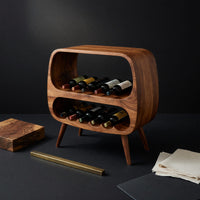 Solid Wood Bar Cabinet Functional Wine Storage With 2 Tiers Corner, view 4