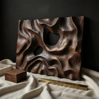 Scorched Walnut Dunes, a Wall Relief With Two Pale Stones, view 4 — view 4