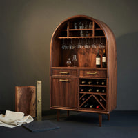 Solid Wood Bar Cabinet Arched Wine Dining Room, view 4