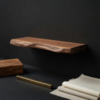 Solid Wood Natural Wood Floating Shelves Handcrafted Live Edge Shelf Entryway, view 4