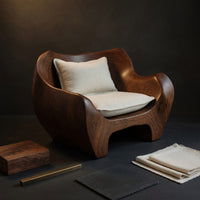Solid Wood Chair Sculpted Armchair Living Room Lounge, view 4