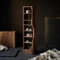 Solid Wood Standing Shelf With Curved Side Living Display, view 4