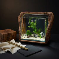 Solid Wood Aquarium Stand Rustic Live Edge With Glass Tank Bedroom, view 4