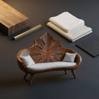 Contemporary Sunburst Leaf Back Bench For Lounge Interior Space, view 4