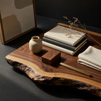 Curved S-Leg Desk with a Raw Live Edge Front, view 4