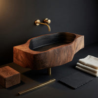 Solid Wood Sink Vanity Handcrafted Wall Mounted Bathroom, view 4